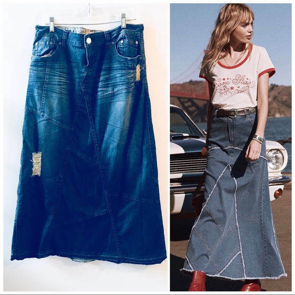 hippie jean skirt